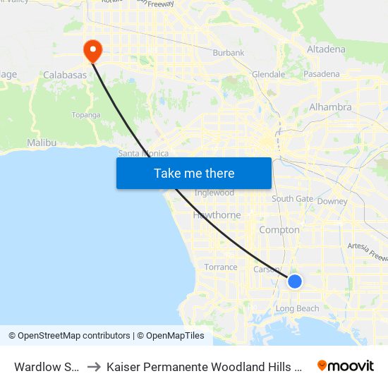 Wardlow Station to Kaiser Permanente Woodland Hills Medical Center map