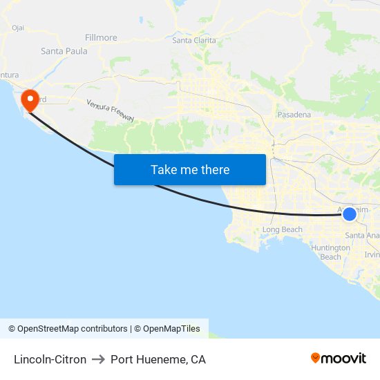 Lincoln-Citron to Port Hueneme, CA map