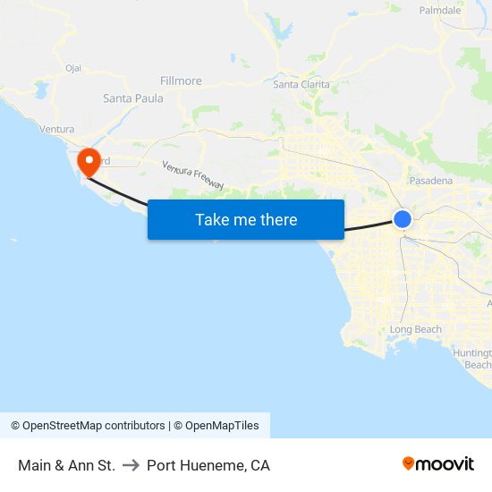 Main & Ann St. to Port Hueneme, CA map