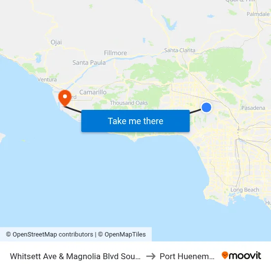 Whitsett Ave & Magnolia Blvd Southbound to Port Hueneme, CA map