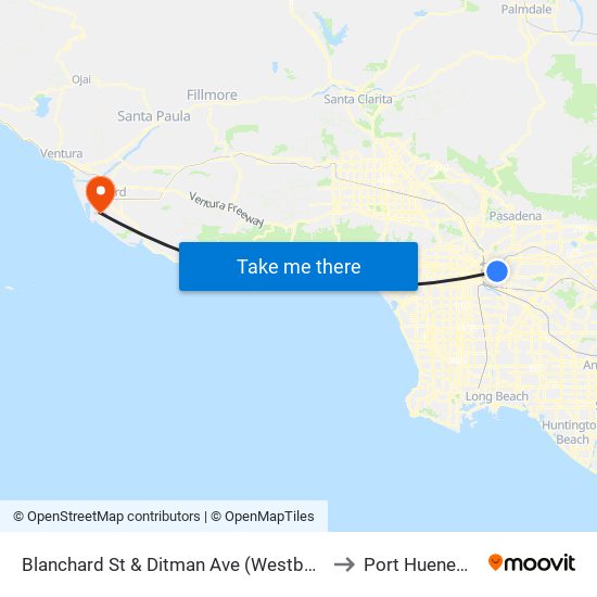 Blanchard St & Ditman Ave (Westbound) (4313) to Port Hueneme, CA map