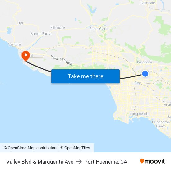 Valley Blvd & Marguerita Ave to Port Hueneme, CA map