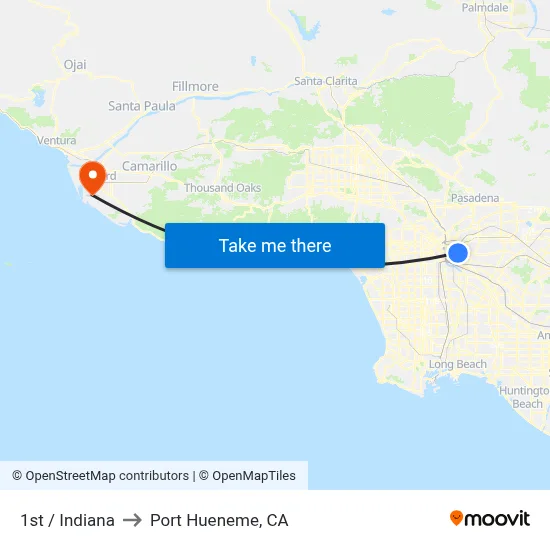 1st / Indiana to Port Hueneme, CA map