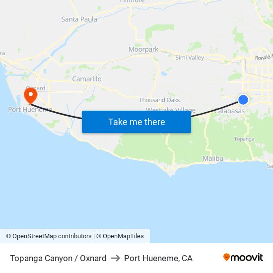 Topanga Canyon / Oxnard to Port Hueneme, CA map