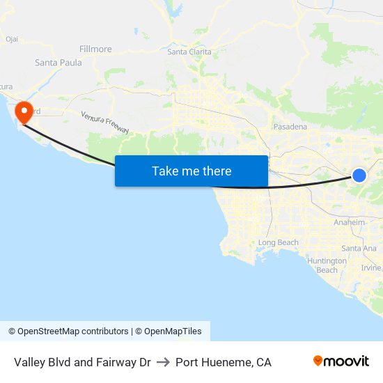 Valley Blvd and Fairway Dr to Port Hueneme, CA map