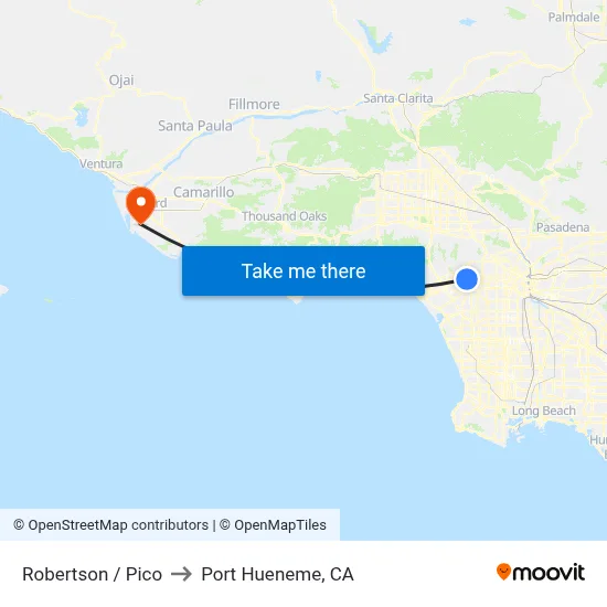 Robertson / Pico to Port Hueneme, CA map