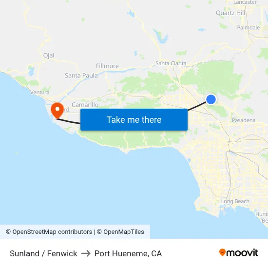 Sunland / Fenwick to Port Hueneme, CA map