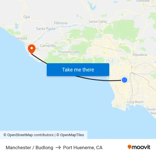 Manchester / Budlong to Port Hueneme, CA map