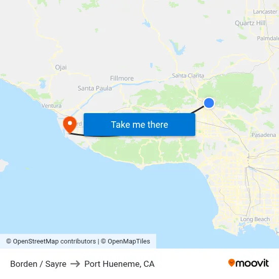 Borden / Sayre to Port Hueneme, CA map