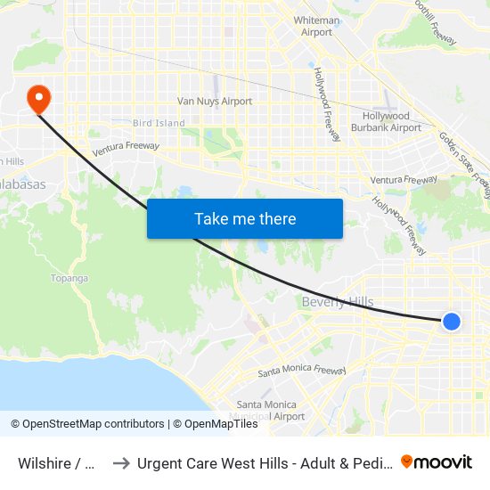 Wilshire / Western to Urgent Care West Hills - Adult & Pediatric Urgent Care map