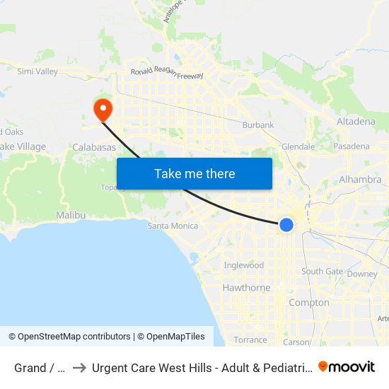 Grand / 23rd to Urgent Care West Hills - Adult & Pediatric Urgent Care map