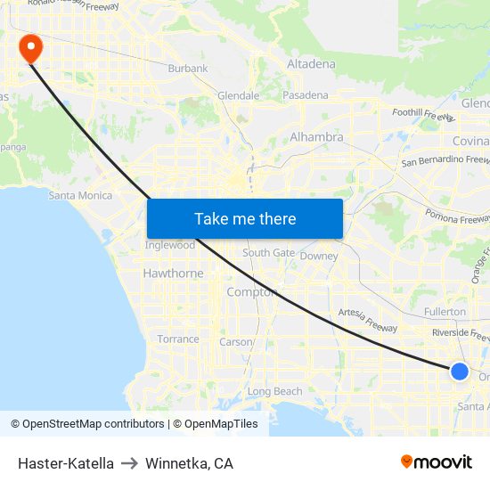 Haster-Katella to Winnetka, CA map