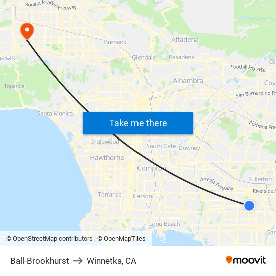 Ball-Brookhurst to Winnetka, CA map