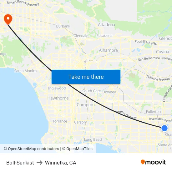 Ball-Sunkist to Winnetka, CA map