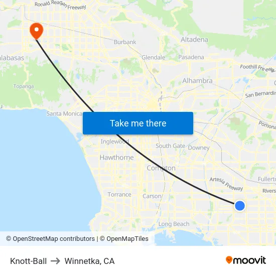 Knott-Ball to Winnetka, CA map