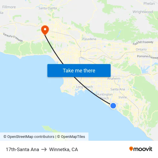17th-Santa Ana to Winnetka, CA map