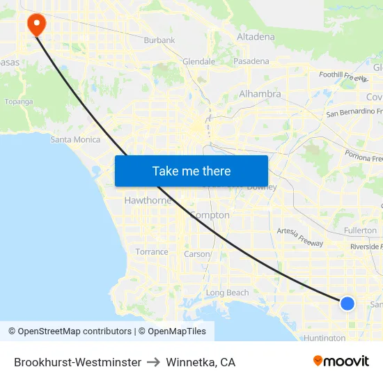 Brookhurst-Westminster to Winnetka, CA map