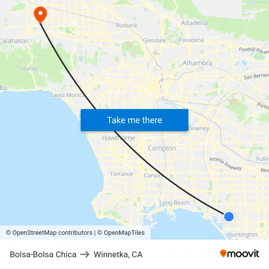 Bolsa-Bolsa Chica to Winnetka, CA map