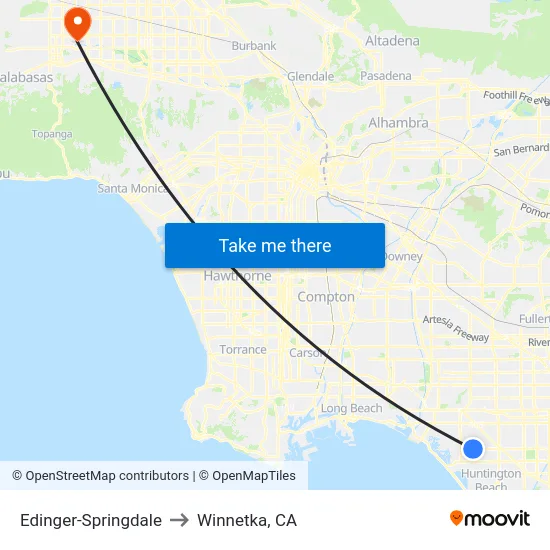 Edinger-Springdale to Winnetka, CA map