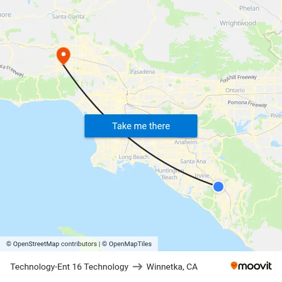 Technology-Ent 16 Technology to Winnetka, CA map
