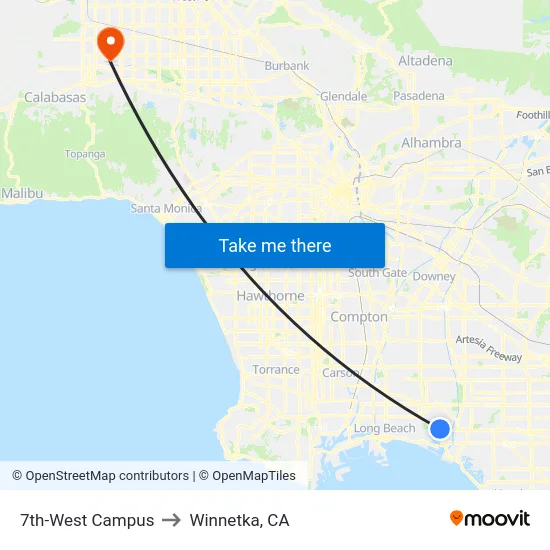 7th-West Campus to Winnetka, CA map