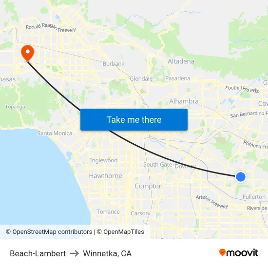 Beach-Lambert to Winnetka, CA map