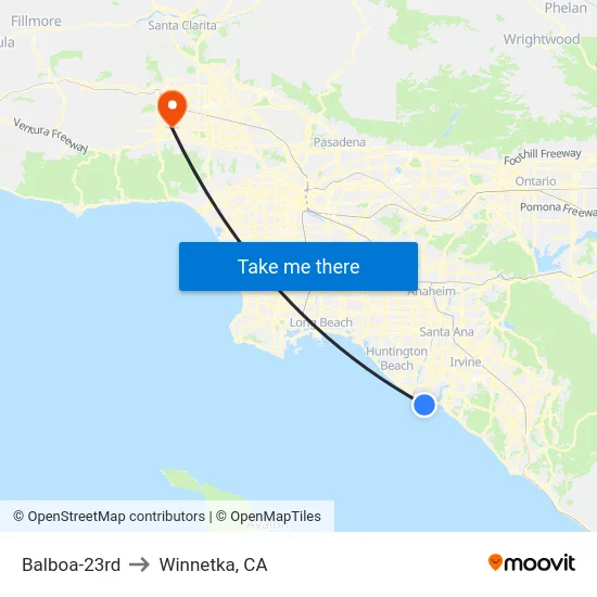 Balboa-23rd to Winnetka, CA map