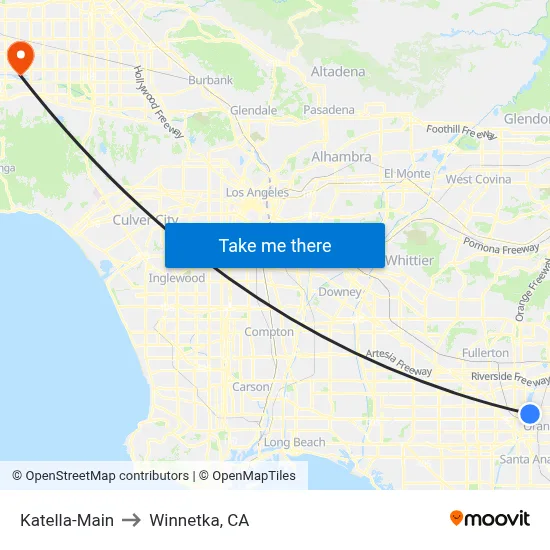 Katella-Main to Winnetka, CA map