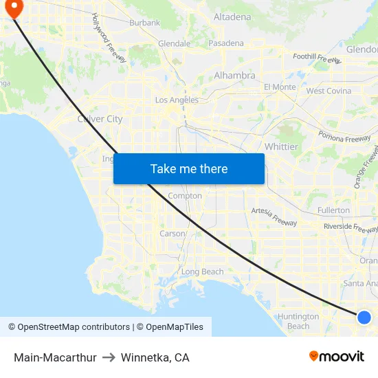 Main-Macarthur to Winnetka, CA map