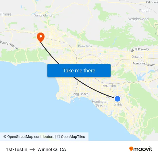 1st-Tustin to Winnetka, CA map