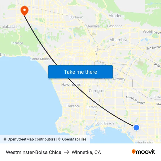 Westminster-Bolsa Chica to Winnetka, CA map