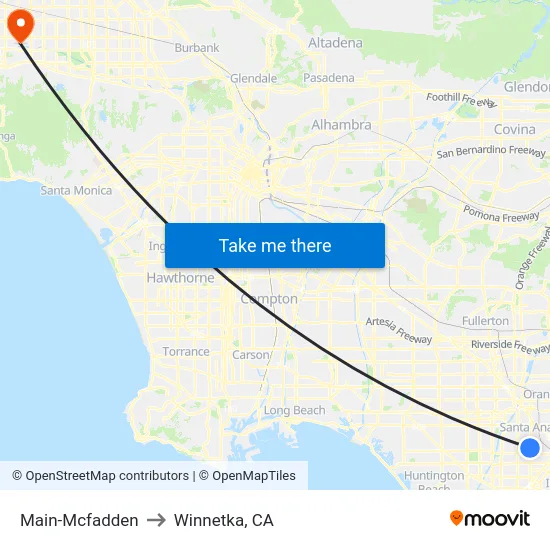 Main-Mcfadden to Winnetka, CA map