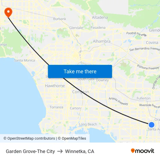 Garden Grove-The City to Winnetka, CA map