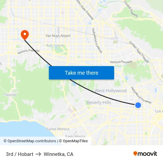 3rd / Hobart to Winnetka, CA map