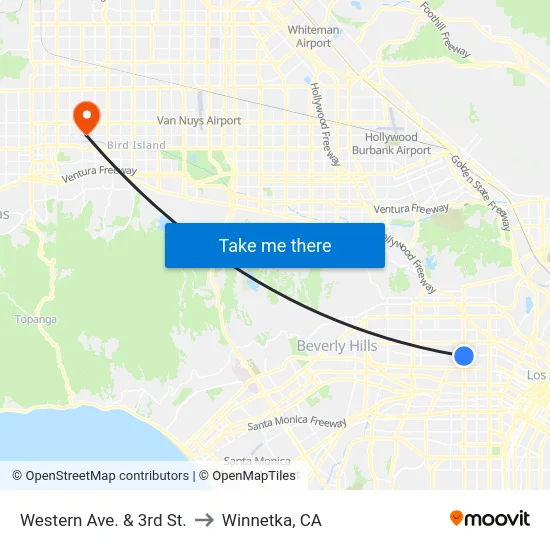 Western Ave. & 3rd St. to Winnetka, CA map