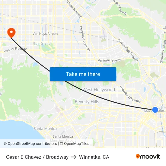 Cesar E Chavez / Broadway to Winnetka, CA map