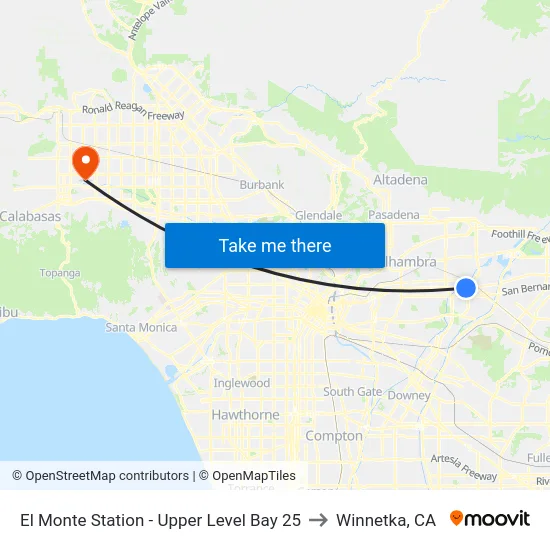 El Monte Station - Upper Level Bay 25 to Winnetka, CA map