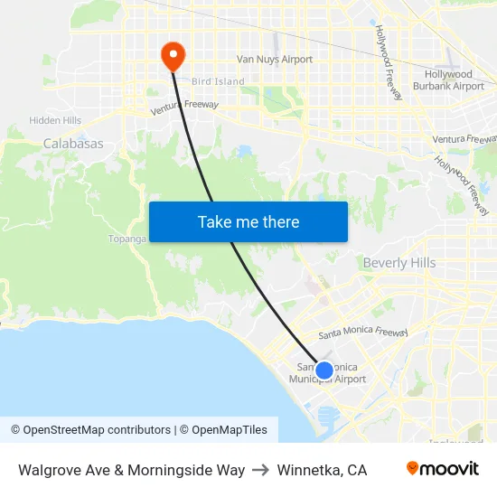 Walgrove Ave & Morningside Way to Winnetka, CA map