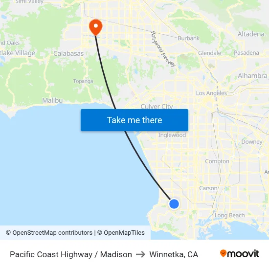 Pacific Coast Highway / Madison to Winnetka, CA map
