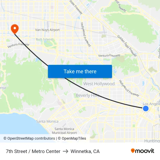 7th Street / Metro Center to Winnetka, CA map