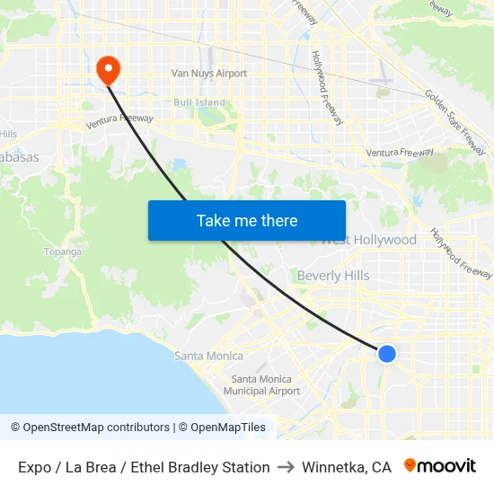 Expo / La Brea / Ethel Bradley Station to Winnetka, CA map