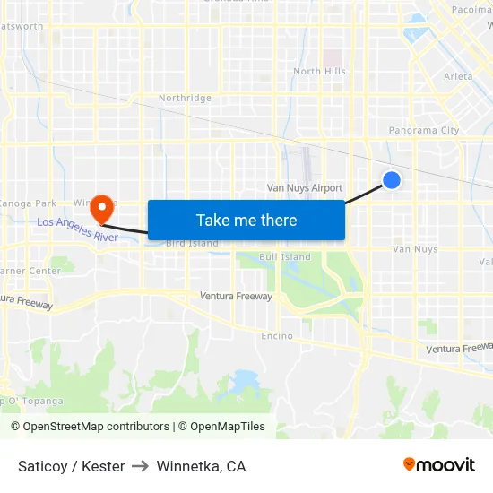 Saticoy / Kester to Winnetka, CA map