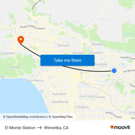 El Monte Station to Winnetka, CA map