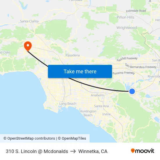 310 S. Lincoln @ Mcdonalds to Winnetka, CA map