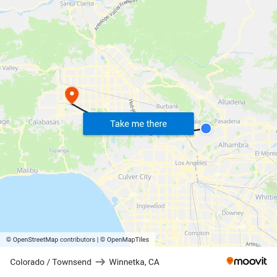 Colorado / Townsend to Winnetka, CA map