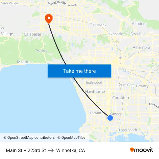 Main St + 223rd St to Winnetka, CA map