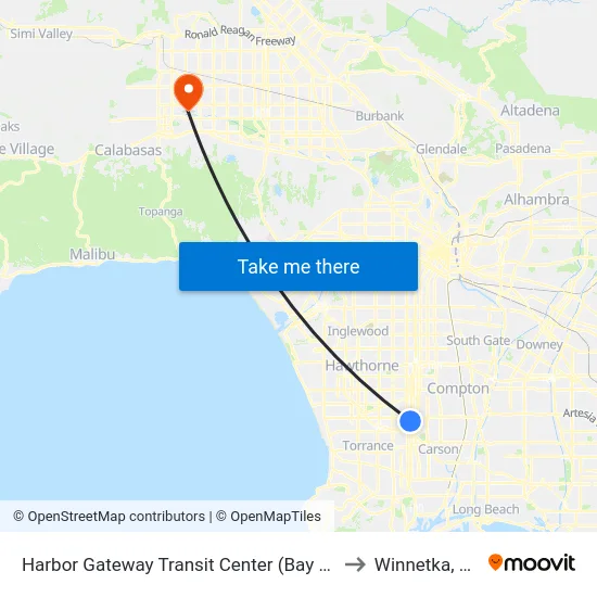 Harbor Gateway Transit Center (Bay 11) to Winnetka, CA map
