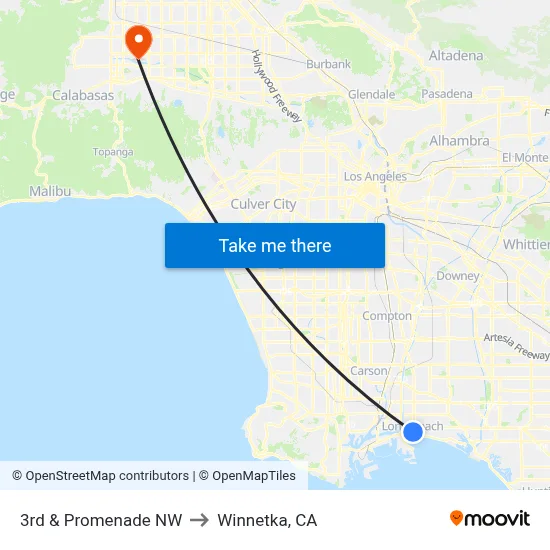 3rd & Promenade NW to Winnetka, CA map