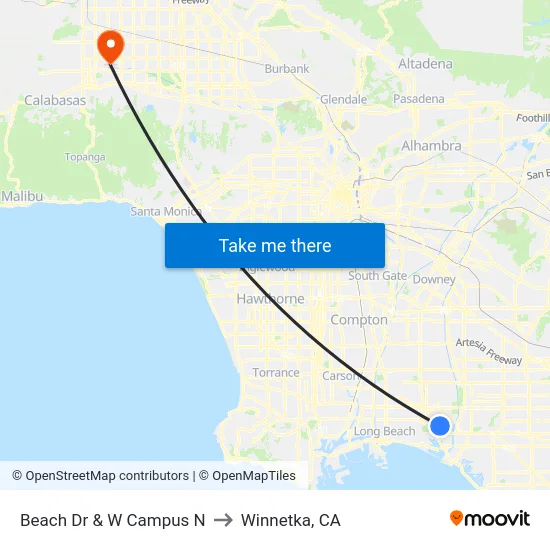 Beach Dr & W Campus N to Winnetka, CA map
