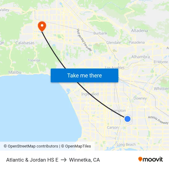 Atlantic & Jordan HS E to Winnetka, CA map